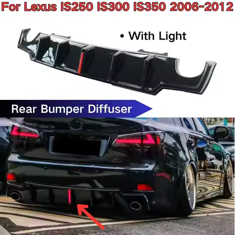Rear Bumper Diffuser For Lexus IS250 IS300 IS350 2006-2012 With Light Car Accessories Carbon Fiber L