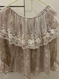 韓國yard story雪紡lace off shoulder top