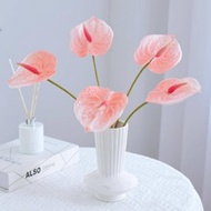 1pc/3pcs/5pcs Luxury Long 61cm/24in Fake Red Palm Leaves Soft Rubber 3D Printed Lifelike Red Palm, P