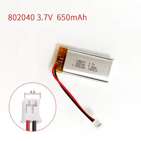 10pcs 3.7V Lipo Lithium Polymer Battery 650mAh 802040 Lithium Soft Pack Battery for Electronic Toys 