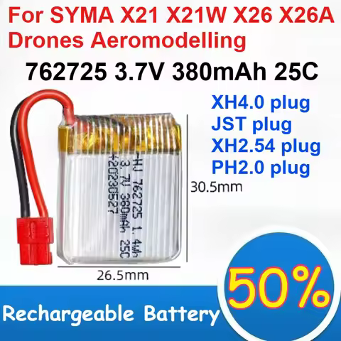 762725 3.7V 380mAh 25C Polymer Lithium Battery for SYMA X21 X21W X26 X26A Drones Aeromodelling Batte