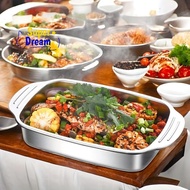 <Dream-t> 16x9 Inch Stainless Steel Baking Pan Set Of 2 With Lids Deep Large Roasting Dish For Pasta