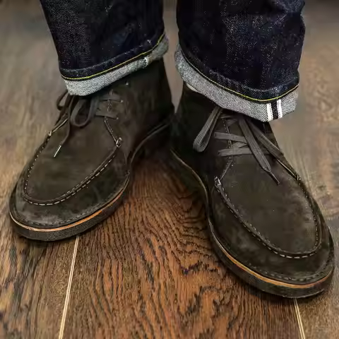 Goodyear Sutures Leather Chukka Boots Classic Style Wallabee Shoes Vintage Boots Hand Made Stitching