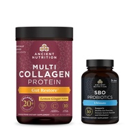 Ancient Nutrition Multi Collagen Protein Powder, Gut Restore, 20 Servings + SBO Ultimate Probiotics 