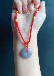 天然緬甸玉翡翠 烏雞水墨 平安扣 項鍊 禮物 小孩 大人 皆可調節