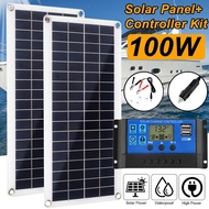 100W Solar Panel Kit Dual 12V USB With 30A/60A Controller Solar Cells Poly Solar Cells for Car Yacht