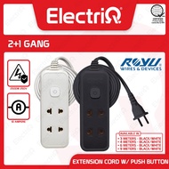 Electriq | Royu 2+1 Gang 3M|4M|6M|9M Extension Cord w/ Push Button Switch & Light Indicator REDEC133