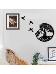 1入組,帶有三隻小鳥的生命之樹金屬壁藝術品-令人驚嘆的室內壁飾,適合臥室、客廳和廚房-新房主的完美禮物