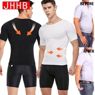 ㍿▣ Compression Slimming T-shirt Men Body Shaper Waist Trainer Fitness Vest Fat Burn Chest Shirt