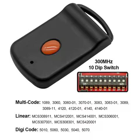 3060 3089 Multi Code 10 Dip Switch Garage Door Remote Control Transmitter 300 MHz Multi-Code 308911 
