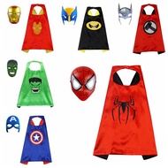 2Pcs/Set Avengers Cosplay Light Mask Cloak Captain America Spider Man Hulk Thor Helmet With Cape Halloween Costume Props For Kids