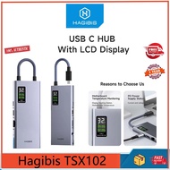 Hagibis TSX102 Hub USB C-type LCD display, 4K multi port adapter, compatible with HDMI, 100W, PD, Gigabit, Ethernet, suitable for MacBook Pro, iPad