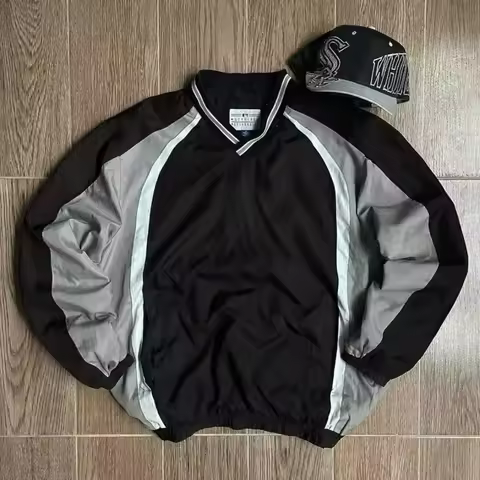 Streetwear Y2K Harajuku Hip Hop V Neck Embroidered Letters Long Sleeved Sportswear Men Women Punk Go