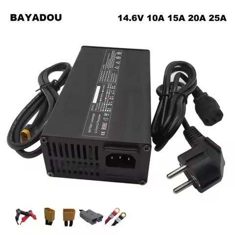 14.6V 10A 15A 20A 25A LiFePO4 Battery Smart Charger For 4S 12V 12.8V LFP Iron Phosphate RV Energy St