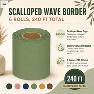 6 Rolls Scalloped Bulletin Board Border Waterproof Wave Edge Wall Trim 6cm x 12m Boho Colors Classro