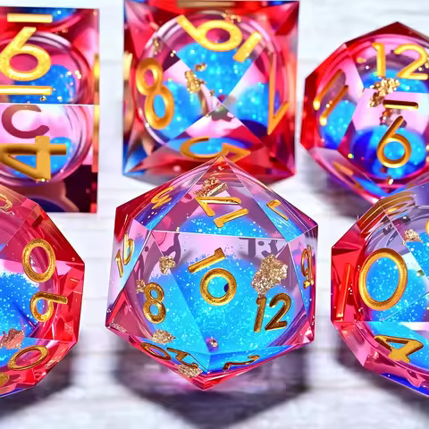 DND Resin Dice 7-Piece Set for Dungeons and Dragons DND 5e RPG Gift, Board Game Tabletop Role Playin