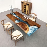 ◆☑Epoxy resin river table walnut solid wood large board table poplar tea table tea table transparent original board dini