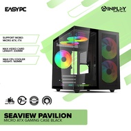 EasyPC| Inplay Seaview Pavilion pc case gaming| Micro ATX| Black and White