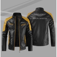 Aston Martin Leather Jacket, Stand Collar Zipper Design, V8, V12, DBX, DB11, F1 Racing Clothing, Out