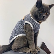 Pet cat clothes anti-hair fall thin spring vest style sleeveless striped cute British short puppy suBinatang Pelihara Ha