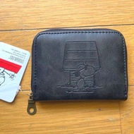 日本 PEANUTS SNOOPY 史路比 黑色皮革 銀包