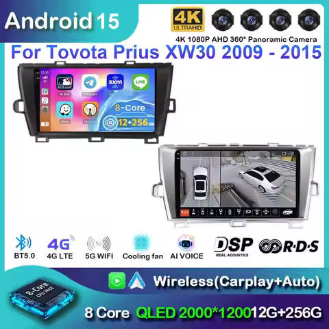 For Toyota Prius 3 XW30 2009-2015 Android 15 Car Radio Multimedia Video Player GPS Navigation Carpla