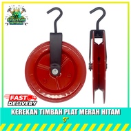 MERAH Large Red Round Bucket Hoist Well Hoist/ Water Pulley Well Pulley/