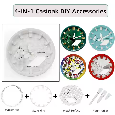 4in1 Mod Kit For Csaio GA2100 ga2110 ga-b2100 Mod kit Metal Bezel Chapter Ring Dial face Hands Marke