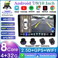 (1 year warranty) Android Player with 360 Camera Car System Car Player 8 Core 4G+32G DSP Car Radio Support WIFI GPS Bluetooth RDS Radio Kereta