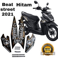 striping honda beat street 2021 hitam, lis body motor beat street 2021