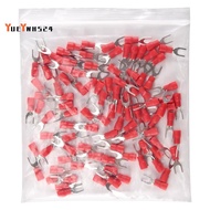 100 Pcs 4mm Fork AWG 22-16 Pre Insulated Terminal Cable Lug
