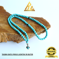 Tasbih Batu Akik Pirus Persia Hijau Biru Muda Asli Natural 99 Butir Kualitas Terbaik