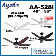 Yes Basic Install AeroAir AA528i Ceiling Fan DC Motor +24W LED Light Kit 3-tones48/56 Inch - Local Trusted Seller