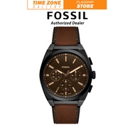 [Official Warranty] Fossil FS6108 Series Everett Chronograph Brown Leather Men Watch