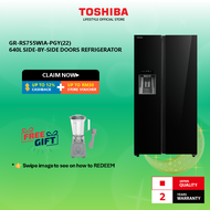 Toshiba GR-RS755WIA-PGY(22) 640L Side-By-Side Door Origin Inverter Refrigerator (Glass Black)/Peti S