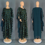 Halloween African Dresses for Women Muslim Flower Boubou Dashiki Traditional Africa Clothes Ankara O