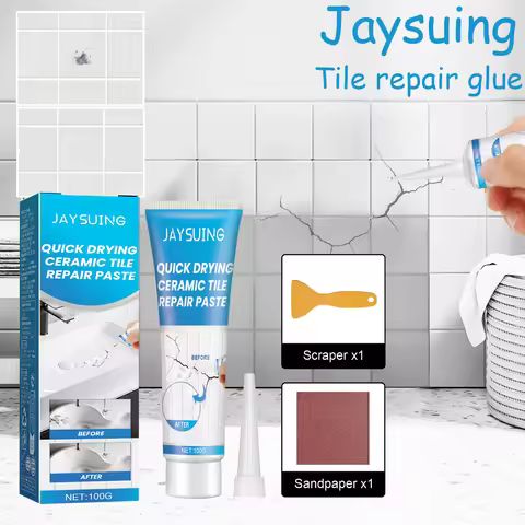 Jaysuing Ceramic Tile Repair Adhesive for Bathtub Furnitute Strong Sealing Quick Drying Dustproof Wa