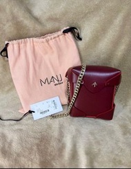 包順豐‼️MANU Atelier Pristine Micro  Box Bag  酒紅色郵差包 斜孭袋
