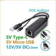 FACY POE Ethernet Power Over Splitter 48V to 5V USB Type C 5 5x2 1 3 5x1 35