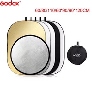 Godox 60cm/80cm/110cm/60*90cm/90*120cm 5 in 1 Portable Collapsible Light Round Photography Reflector