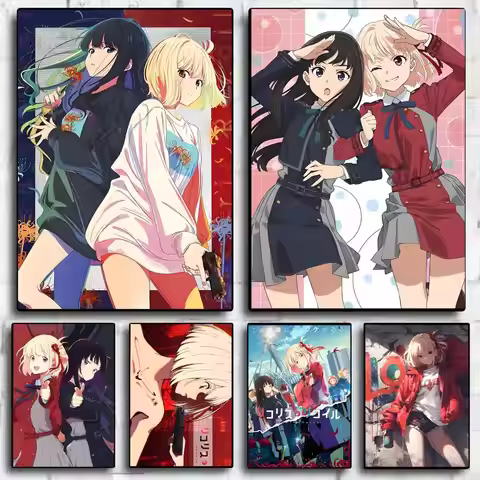 L-Lycoris R-Recoil Anime Poster HD Wall Stickers Mural Self-Adhesive Decals Home Decor Bedroom & Liv