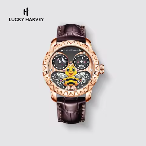 Lucky Harvey 3D Flying Bee Automatic Wristwatch Luminous Sapphire Mechanical Movement Watch Limited 