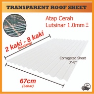 ATAP CERAH / ROOF SHEET Lutsinar 2FT - 8FT 1mm ± / CORRUGATED POLYCARBONATE TRANSPARENT ROOF SHEET
