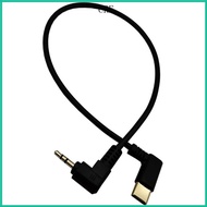 CRE Flexible Type C to 2 5mm Audios Auxiliary Cable with Gold Plate Connectors 30cm