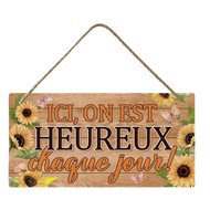 One French Wooden/acrylic Sign, Ici on Est Heureux Chaue Jour Wooden Hanging Decoration, Suitable fo