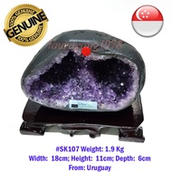 1.9Kg Purple Uruguay Amethyst Crystal Geode Druzy Cave Stone FREE Base #SK107