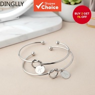 DINGLLY ,,,  DINGLLY Gelang Pesona Abjad untuk Wanita, Pautan Terbuka Perak, Perhiasan Pasangan