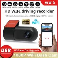 WiFi Dash Camera 1080P HD 360° Rotation APP Control Recorder 360° IR Night Vision Smart Car Camera V