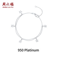 ZHOU LIU FU 周六福 PT950 Platinum Bracelet Pentagram Bracelet Double Chain Design Jewelry for Women Bir