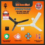 PRESTIGE Regulator Type 60" AC Motor Ceiling Fan (White/Black) (SIRIM) (2 Unit Per Box) (1 Year Warranty)